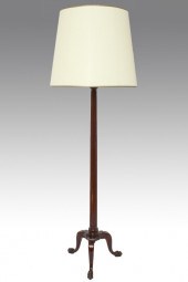 CARVED MAHOGANY FLOOR LAMP W C