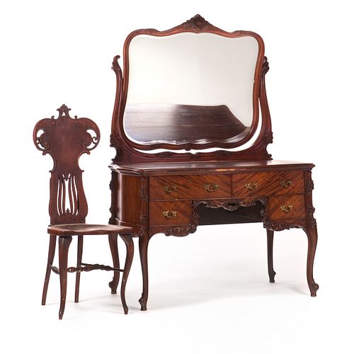 CARVED MAHOGANY FRENCH VANITY
