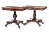 CARVED MAHOGANY GAMES TABLES,