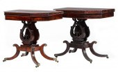 CARVED MAHOGANY GAMES TABLES,