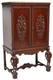 CARVED MAHOGANY GRIFFIN & CENT