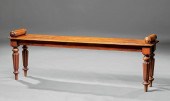 CARVED MAHOGANY HALL BENCH ATT