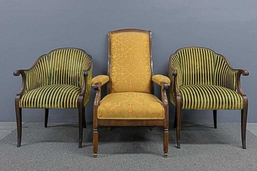 Carved mahogany lolling chair, 19th