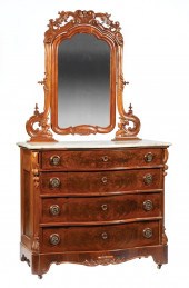 CARVED MAHOGANY MIRROR-BACKED