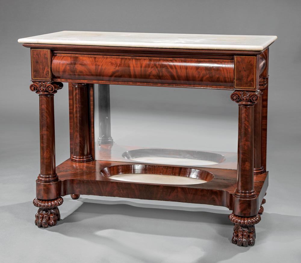 CARVED MAHOGANY PIER TABLES,
