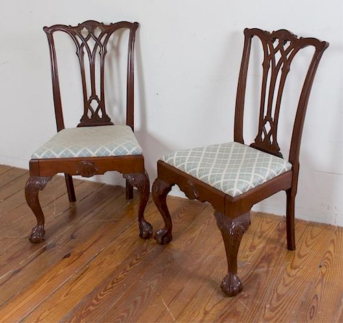 CARVED MAHOGANY SIDE CHAIRS,