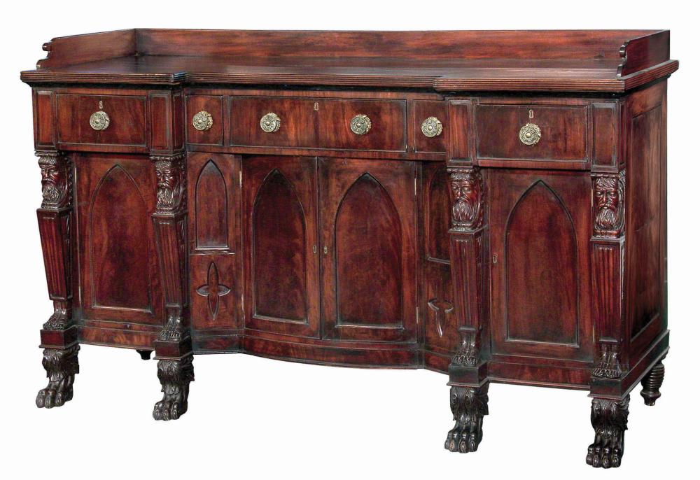 CARVED MAHOGANY SIDEBOARD, LIKELY
