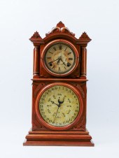 CARVED MANTLE CALENDAR CLOCK:
