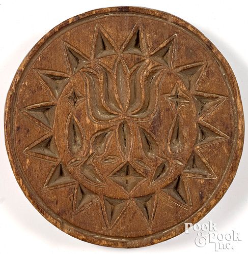 CARVED MAPLE BUTTERPRINT, 19TH