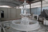 CARVED MARBLE 3-TIER GARDEN FO