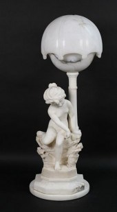 CARVED MARBLE & ALABASTER LAMP