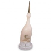 CARVED MARBLE AND BRONZE SCULP