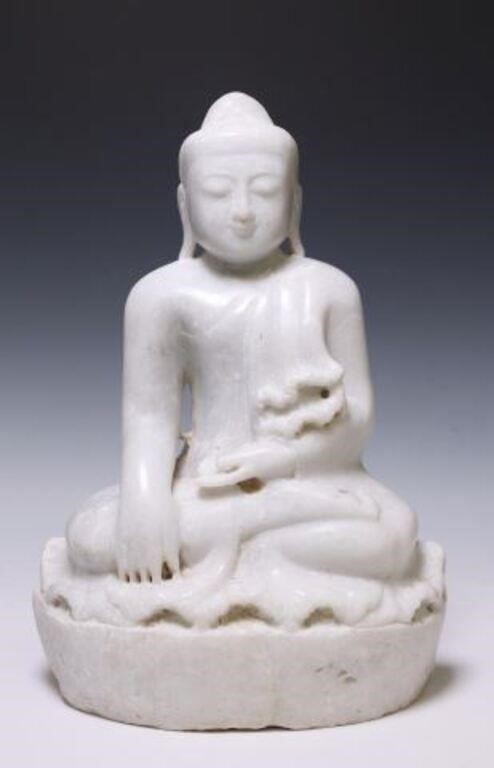 CARVED MARBLE BUDDHA SUBDUING