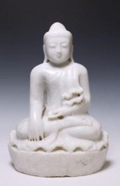 CARVED MARBLE BUDDHA SUBDUING