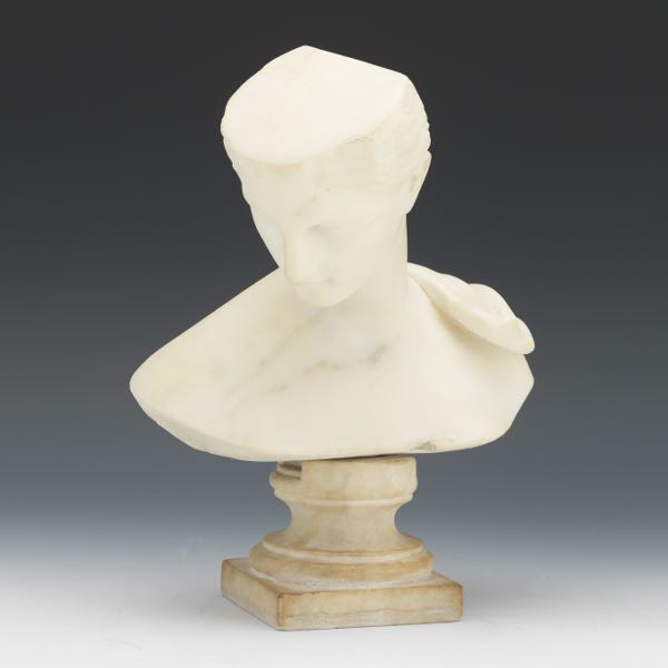 CARVED MARBLE BUST 10 ¾" x 8 ½" x 4