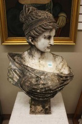 CARVED MARBLE BUST, HEAD AND S