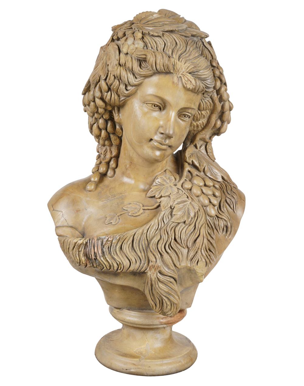 CARVED MARBLE BUST OF A