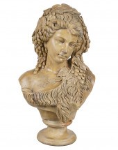 CARVED MARBLE BUST OF A WOMANu