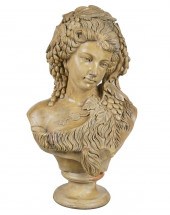 CARVED MARBLE BUST OF A WOMANu