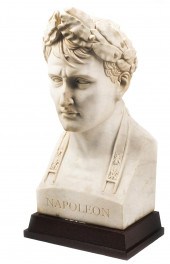 CARVED MARBLE BUST OF NAPOLEON