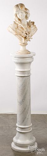 CARVED MARBLE BUST ON