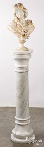 CARVED MARBLE BUST ON PEDESTAL
