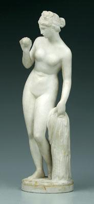 Carved marble female figure, nude