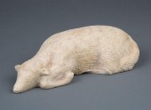 CARVED MARBLE FIGURE OF RECUMB