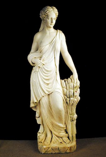 CARVED MARBLE FIGURE OF WOMAN