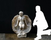 CARVED MARBLE GARDEN SHELL & M