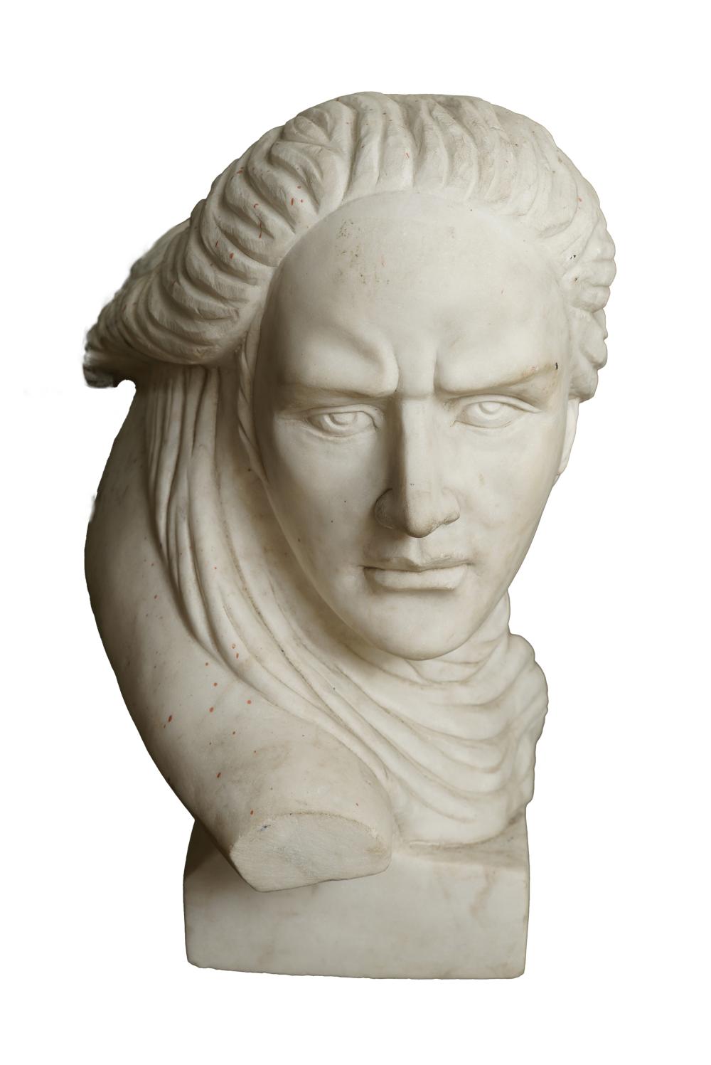 CARVED MARBLE HEAD OF A