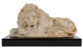 CARVED MARBLE LION RECLINING O