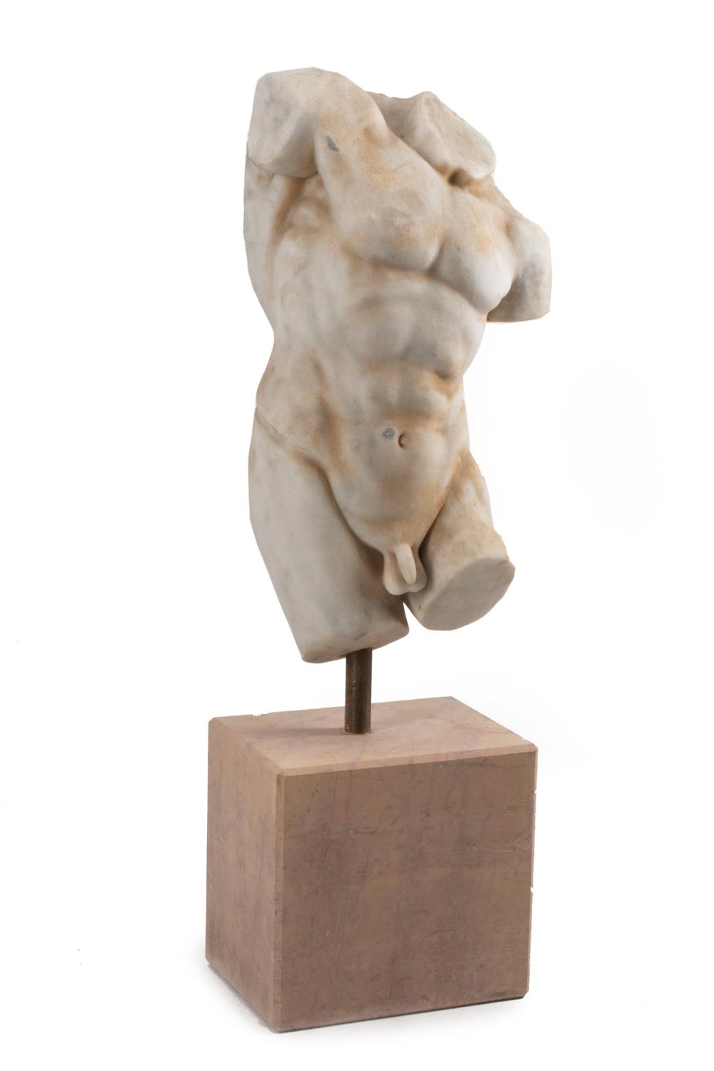 CARVED MARBLE MALE TORSOCarved