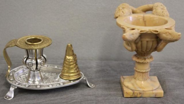 Carved Marble Oil Lamp in Greek