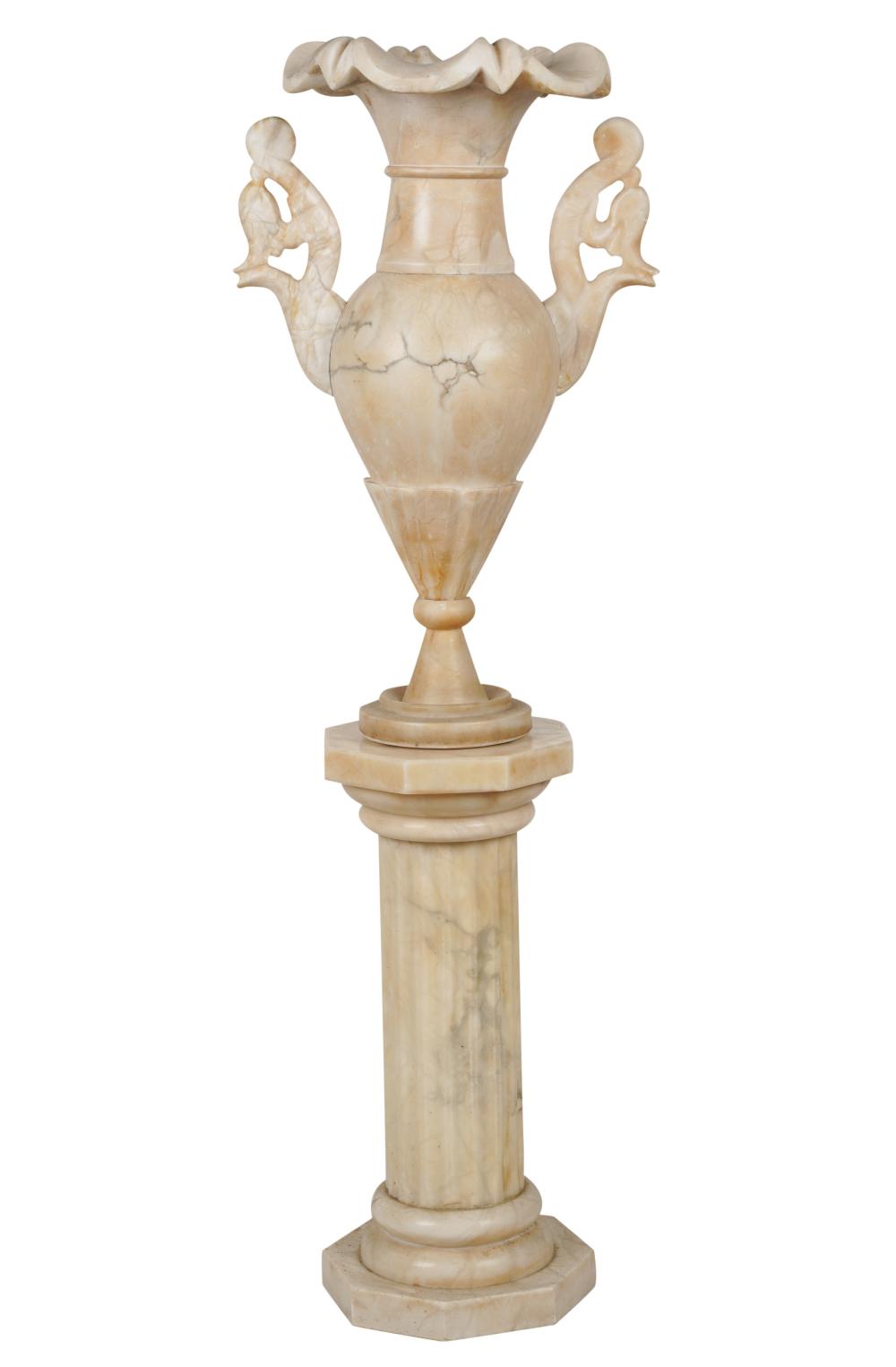 CARVED MARBLE URN AND