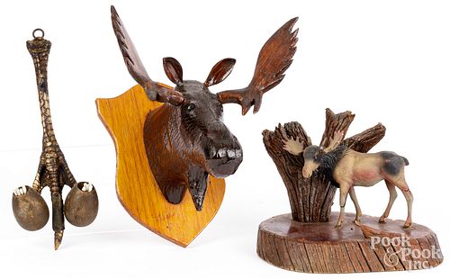 CARVED MINIATURE MOOSE HEAD PLAQUE,