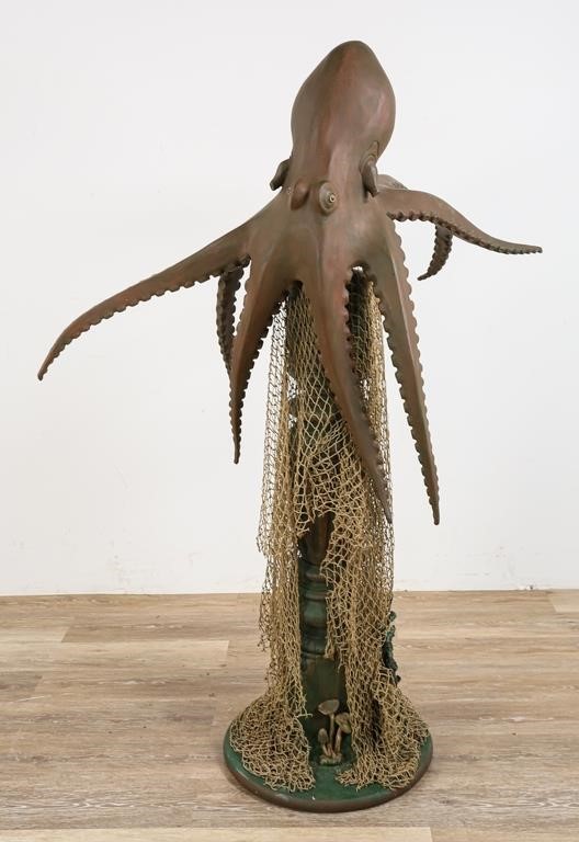 CARVED NAUTICAL OCTOPUS SCULPTURE
