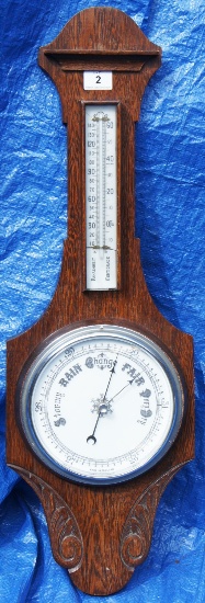 Carved Oak 1930's Barometer