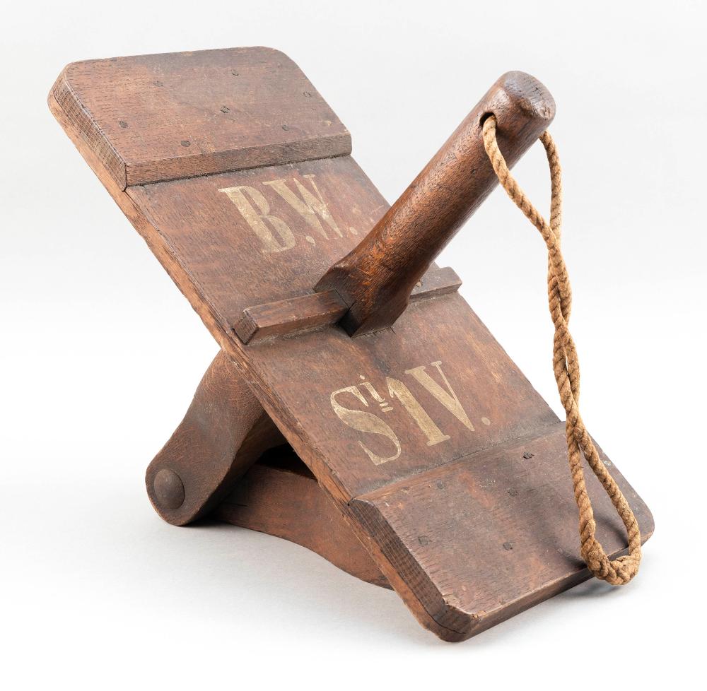 CARVED OAK "BEAT TO QUARTERS" ALARM