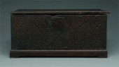 Carved oak bible box dated 167