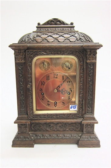 CARVED OAK BRACKET CLOCK German