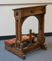 CARVED OAK CHURCH KNEELER, HEI