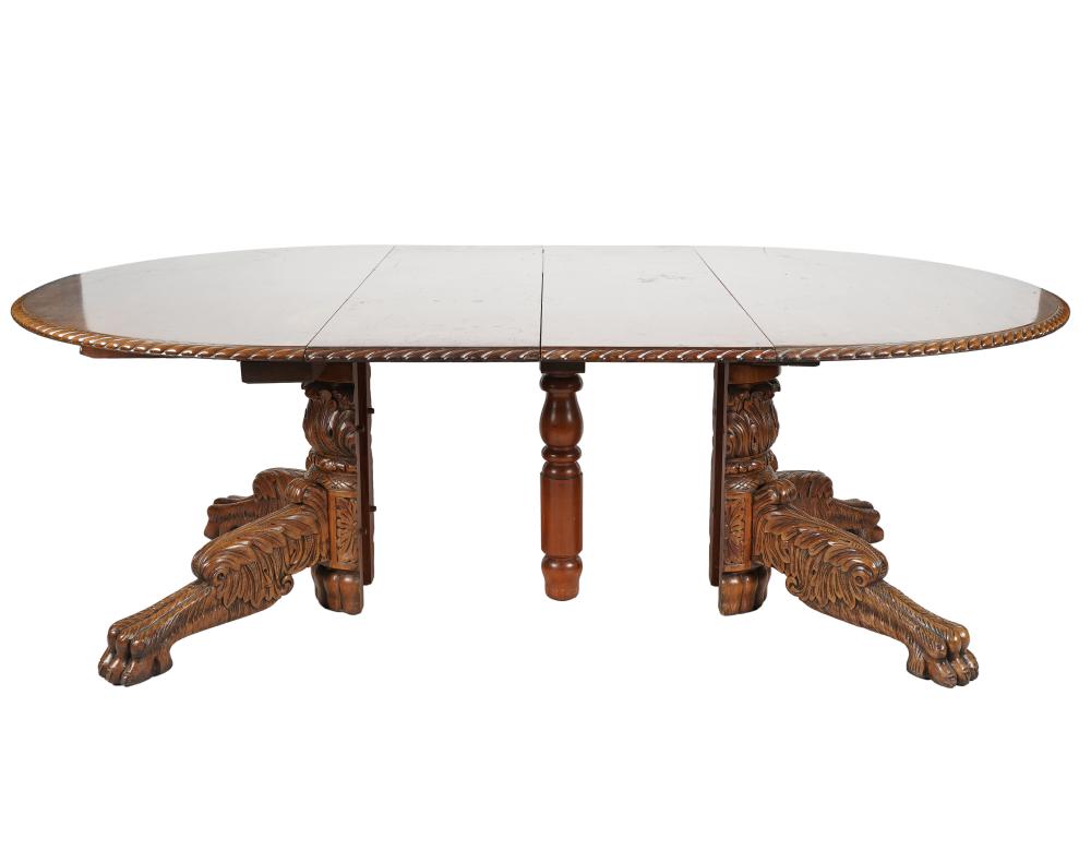 CARVED OAK CLAW FOOT DINING