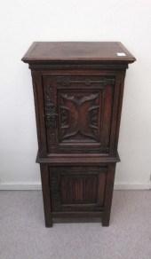 CARVED OAK GOTHIC REVIVAL LIQU