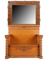CARVED OAK HALL TREEin two par