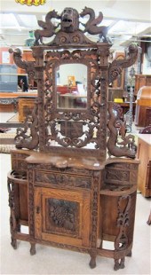 CARVED OAK HALLSTAND J.W. Keel