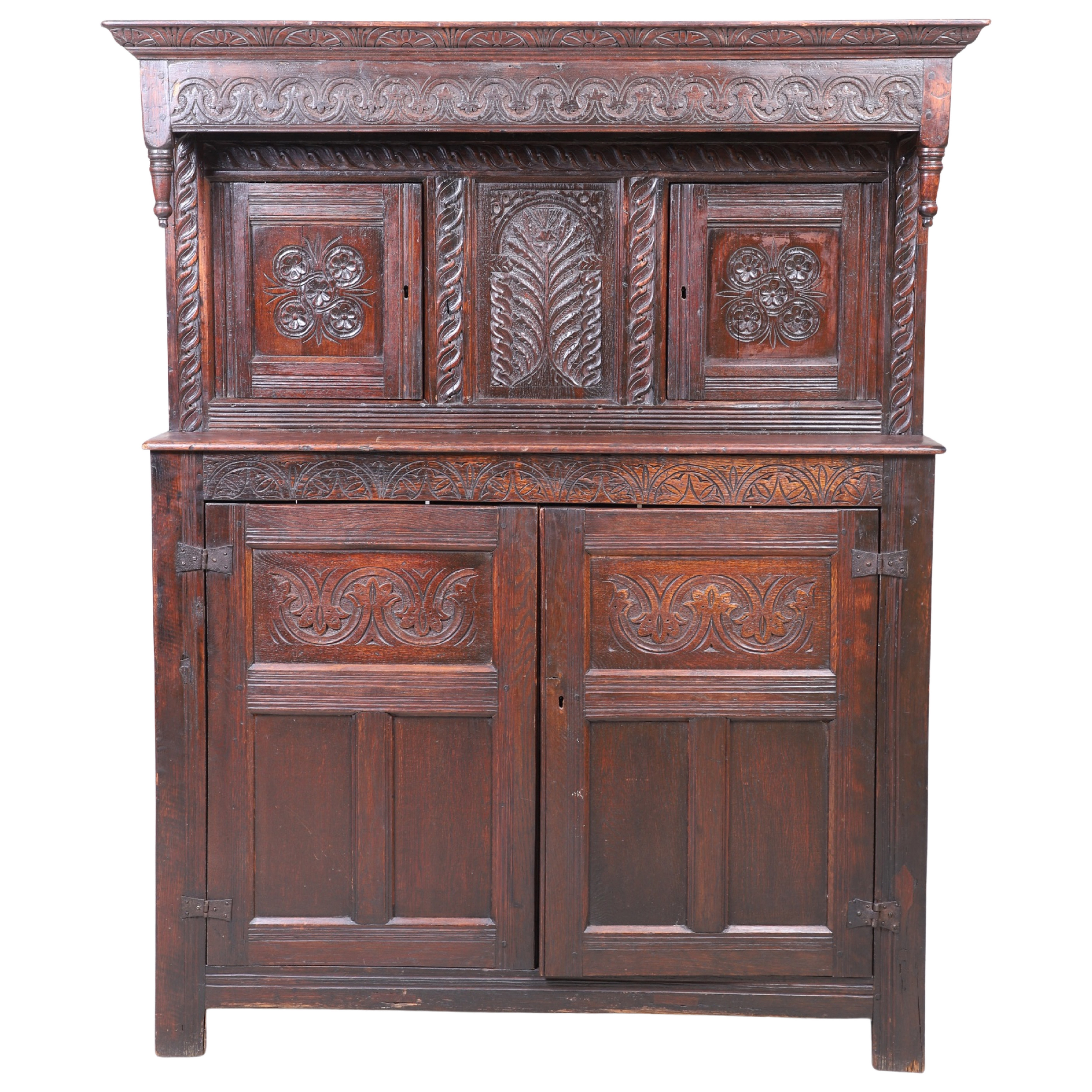Carved Oak Jacobean Court Cupboard,