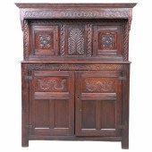 Carved Oak Jacobean Court Cupb