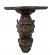 Carved Oak Lion Head Corbel Wa