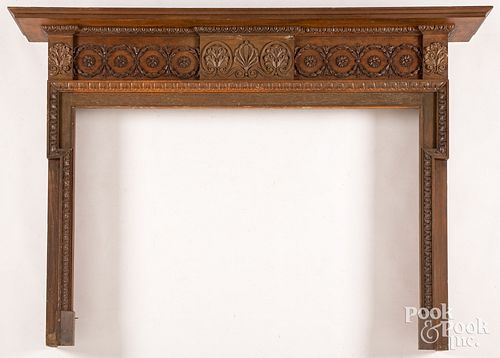 CARVED OAK MANTEL, EARLY 20TH